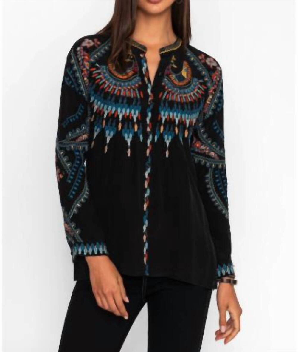 NEW JOHNNY WAS audrey mandarin tunic in black